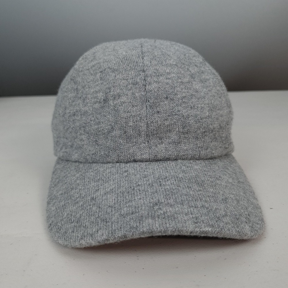 Quince Hat Cap Strap Back Mens L Gray Cashmere Knit Sherpa Lined Baseball
